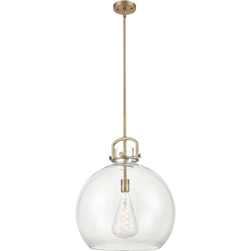 Downtown Urban Newton Sphere 1 Light 18 inch Brushed Brass Pendant Ceiling Light in Clear
