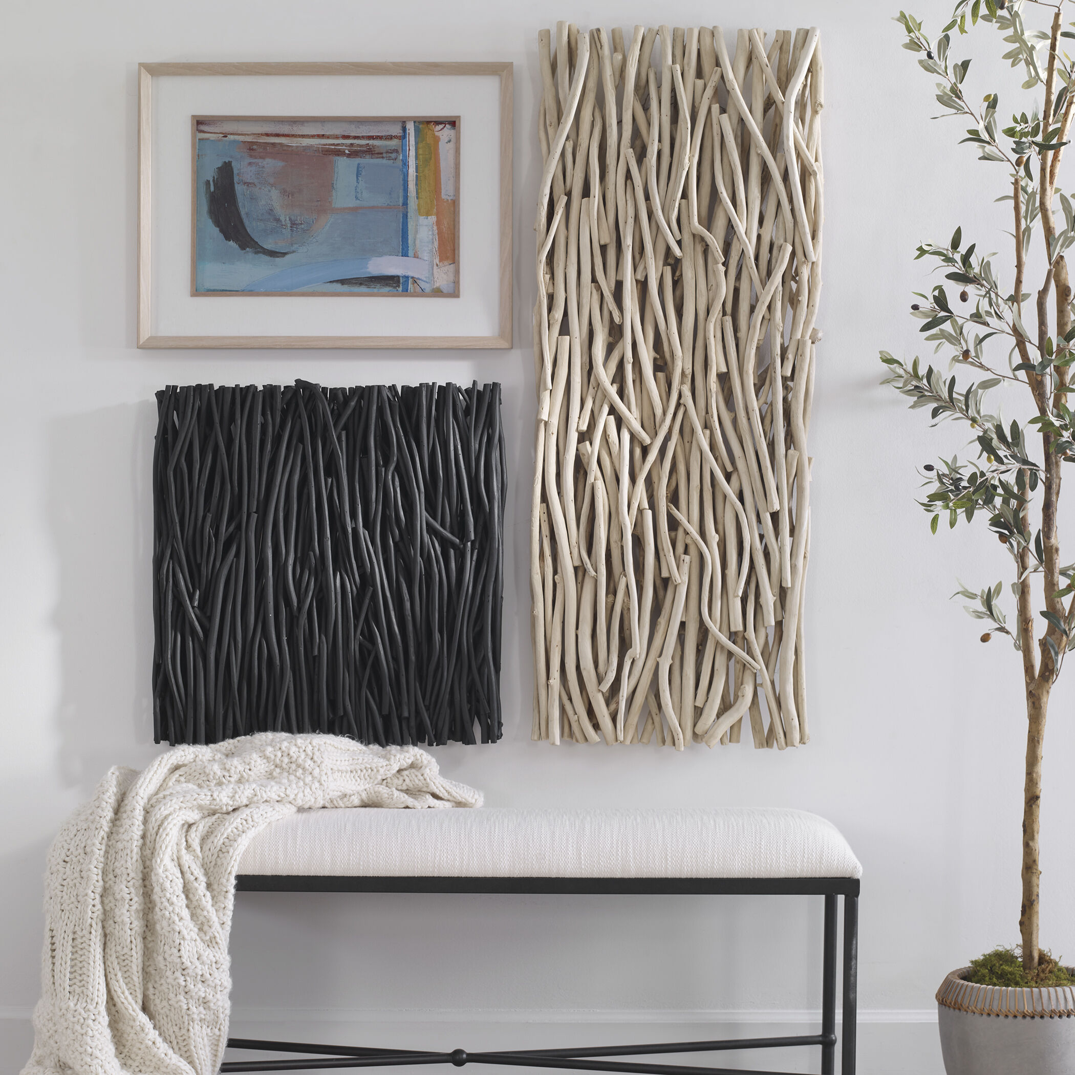 Gathered Teak Black Wall Decor