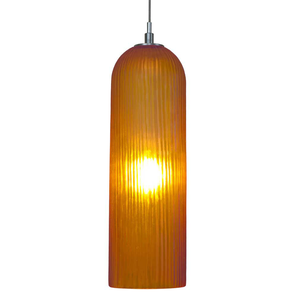 Envisage Vi 1 Light 3.5 inch Satin Nickel Mini Pendant Ceiling Light in Grooved Amber
