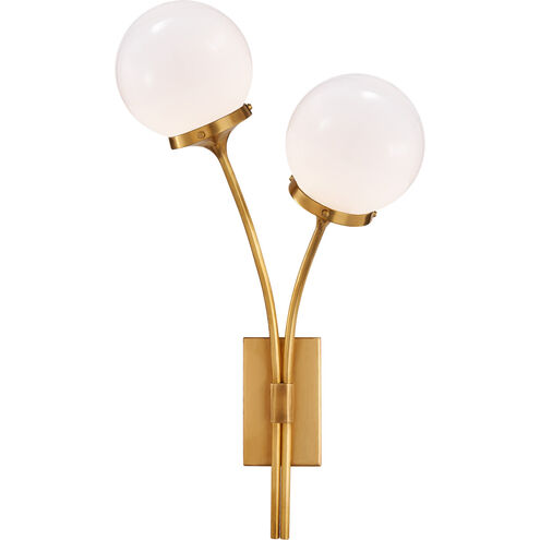 kate spade new york Prescott 2 Light 12 inch Soft Brass Right Sconce Wall Light in White Glass