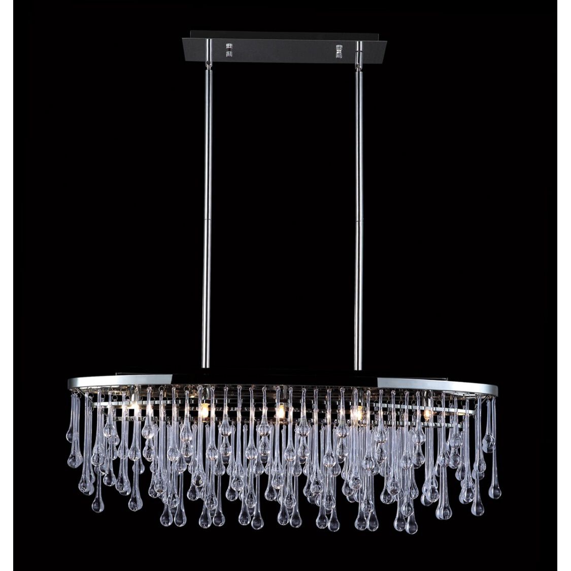 Hollywood Blvd. LED 8 inch Polished Nickel and Clear Glass Tear Drops Chandelier Ceiling Light