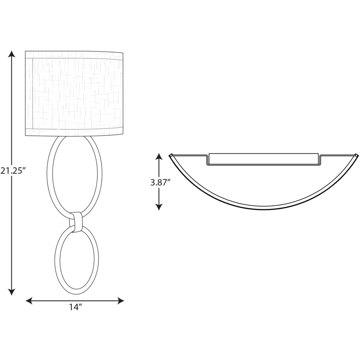 LED Shaded Sconce LED 14 inch Matte Black ADA Wall Sconce Wall Light, Progress LED