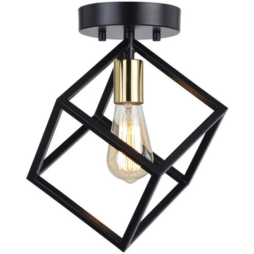 Deering LED 10.25 inch Matte Black and Satin Brass Flush Mount Ceiling Light