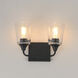 Hudson 2 Light 13 inch Black Bath Vanity Wall Light in Clear