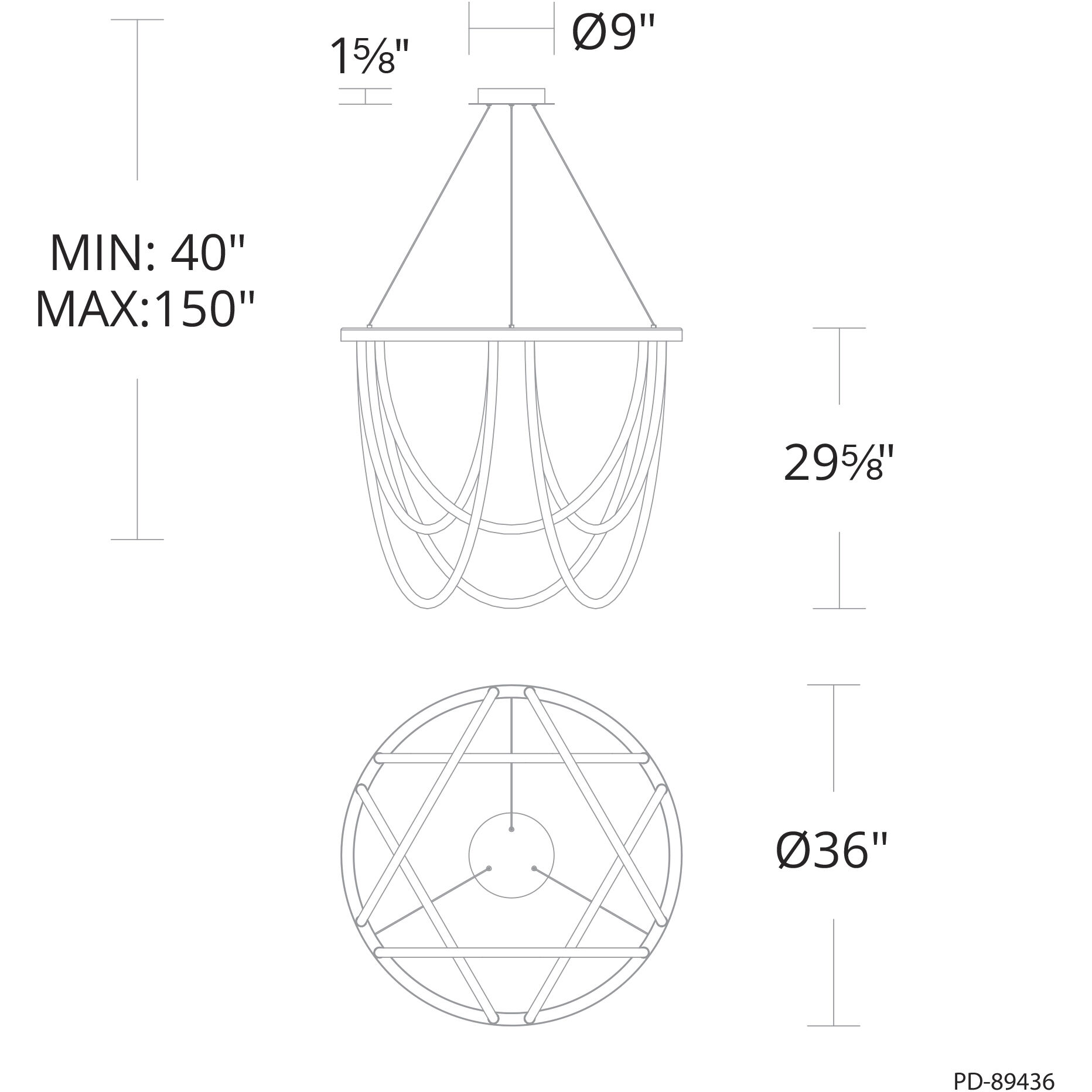 Margarite LED 36 inch Black Chandelier Ceiling Light, dweLED