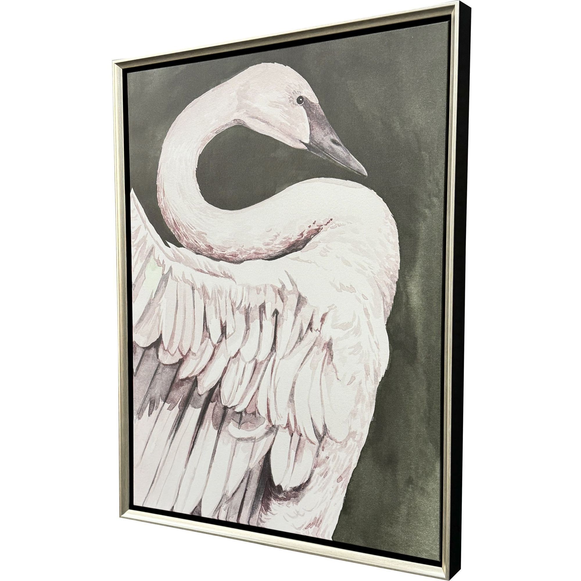 Swan Dance White and Brown and Gray and Green Canvas