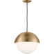 Drew & Jonathan Hyde 1 Light 11.9 inch Satin Brass Pendant Ceiling Light, Medium