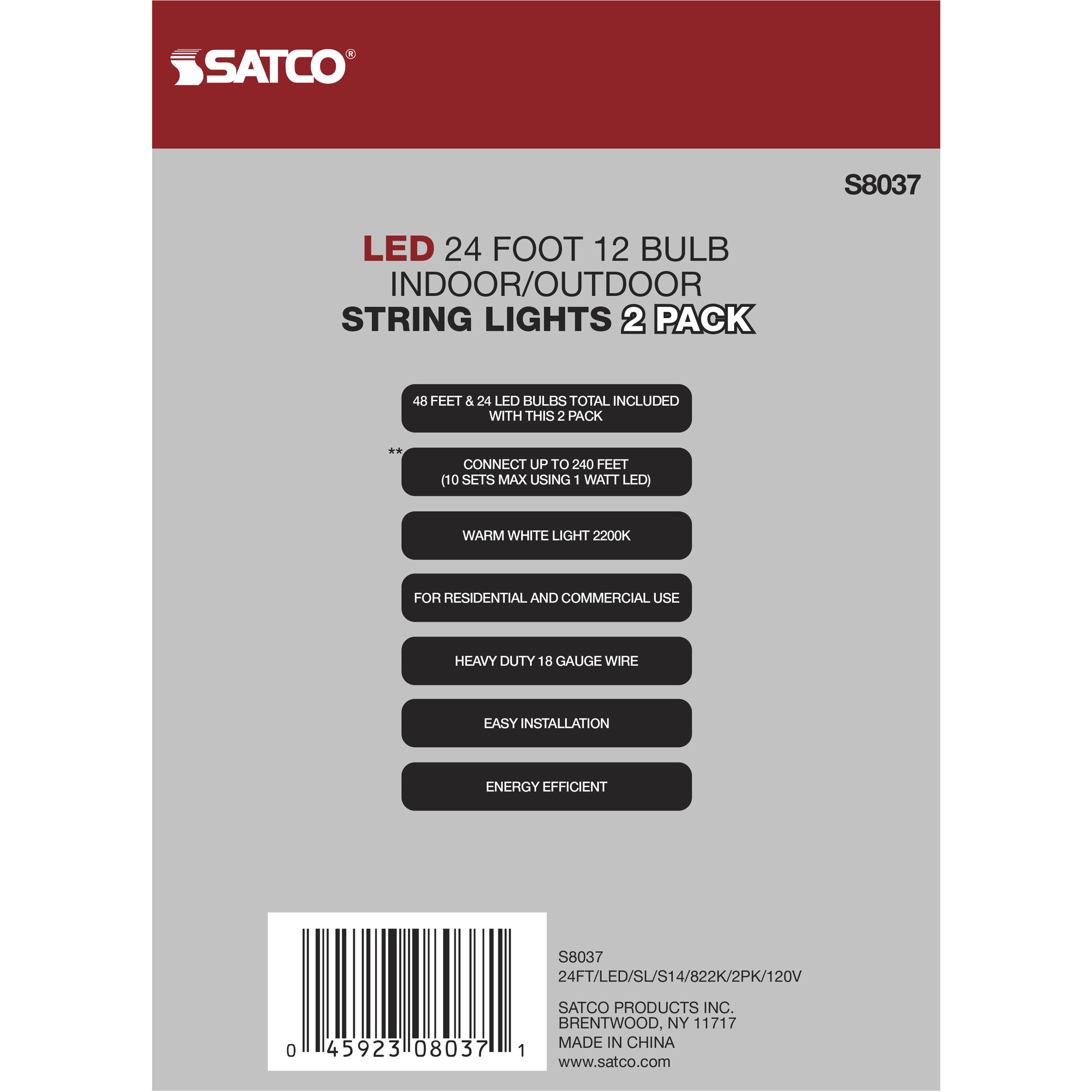 Lumos 12 Light LED 24 foot Black LED String Lights