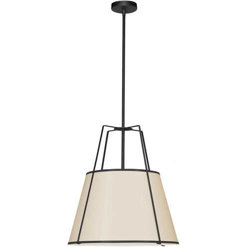 Trapezoid 3 Light 18 inch Black with Cream Pendant Ceiling Light