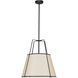 Trapezoid 3 Light 18 inch Black with Cream Pendant Ceiling Light