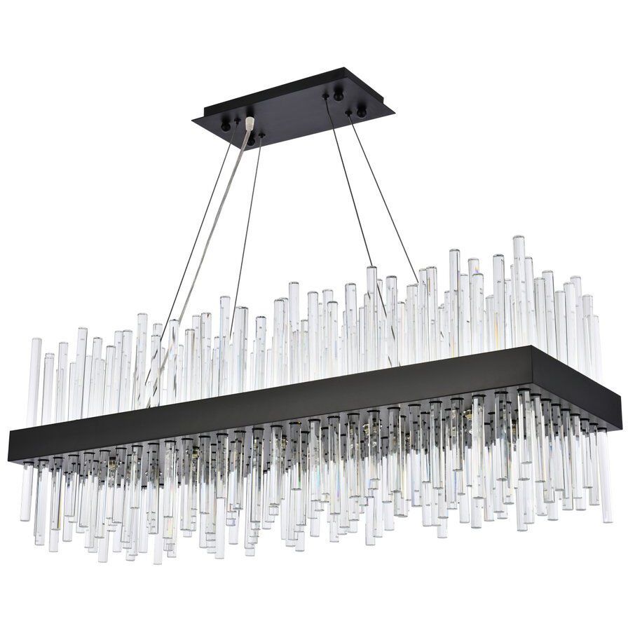 Dallas 20 Light 36 inch Black Linear Chandelier Ceiling Light 