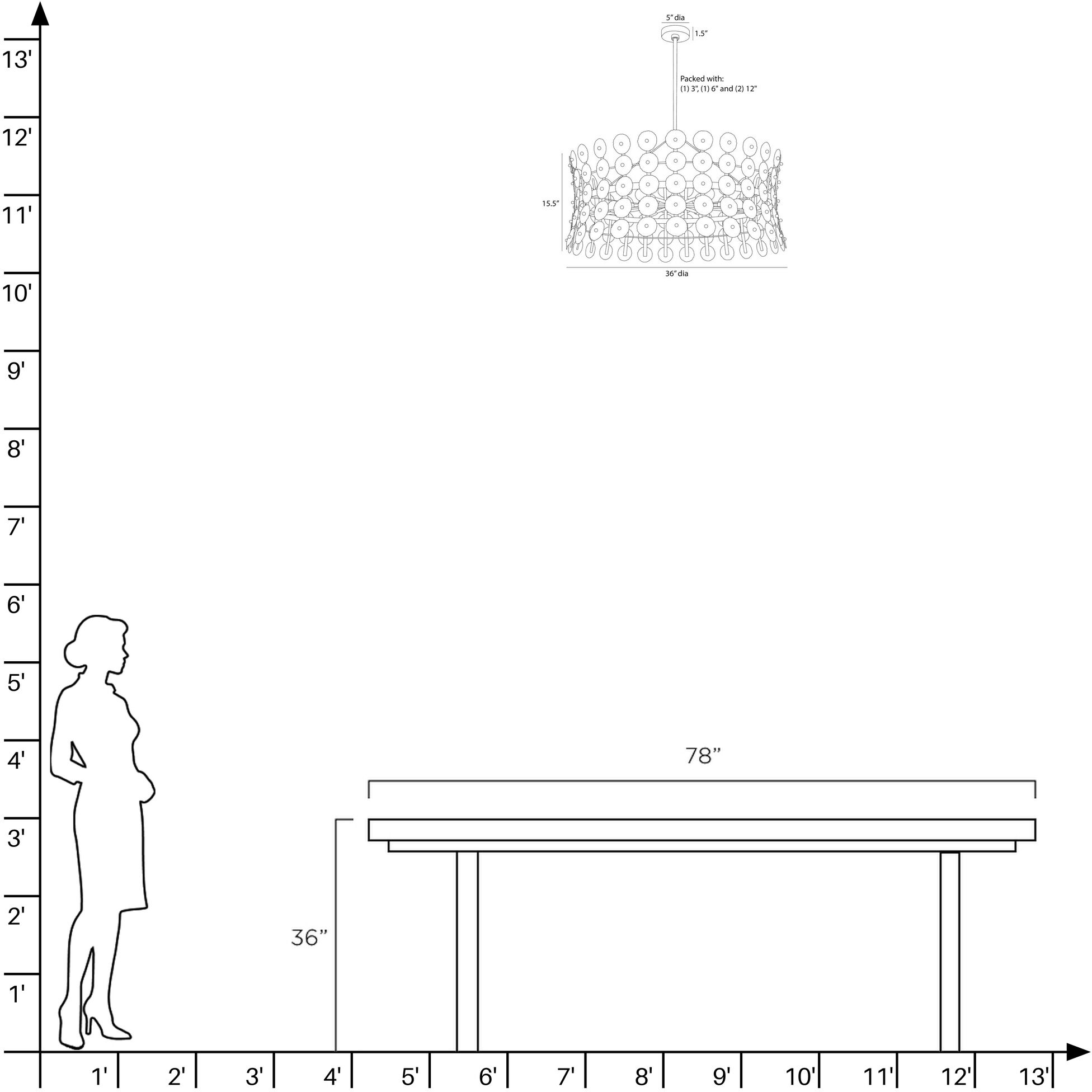 Imperia 6 Light 36 inch Burnt Iron Chandelier Ceiling Light