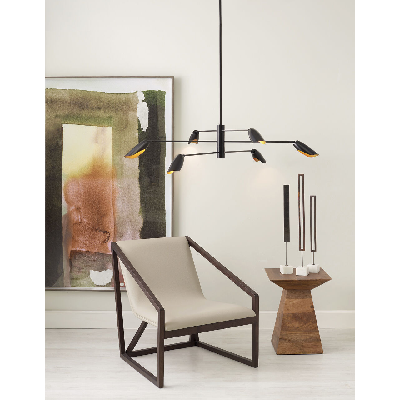 Bowery LED 50 inch Black Chandelier Ceiling Light, Semi-Flush Mount