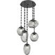 Cosmos LED 24.3 inch Matte Black Multi-Pendant Ceiling Light in 3000K LED, Smoke, Rectangular Chain