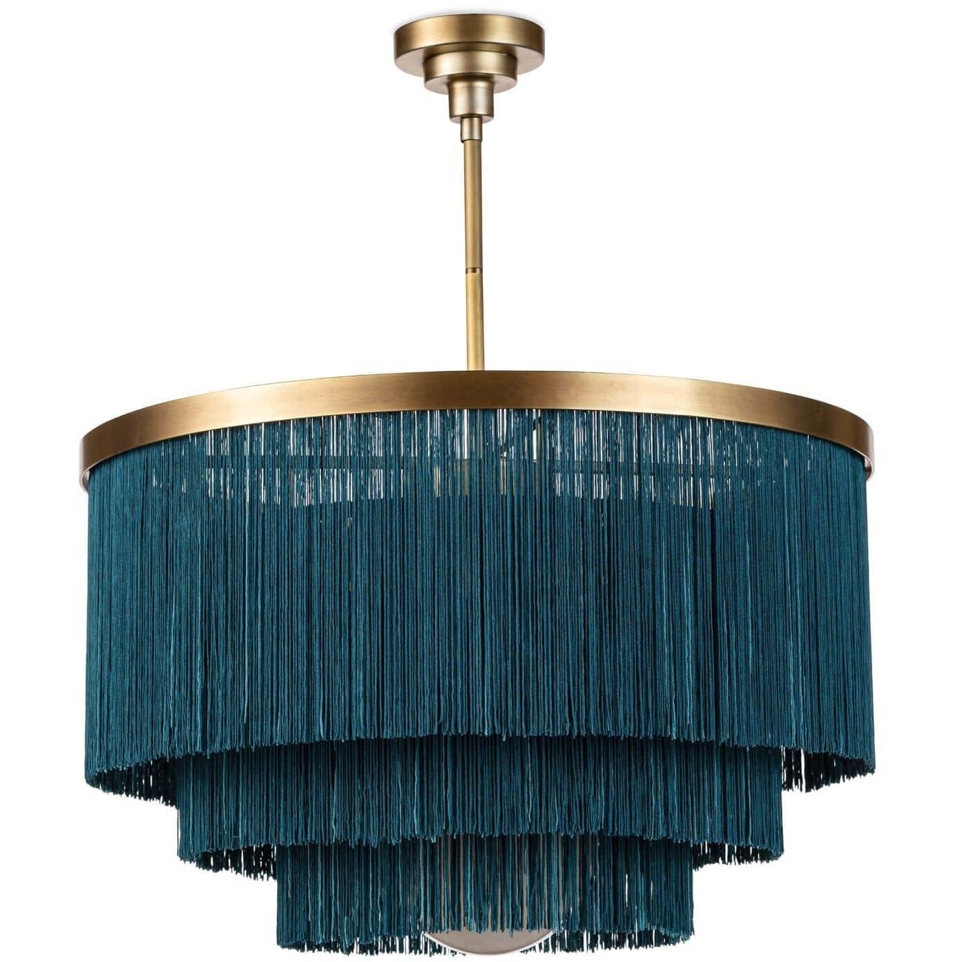 Cabaret Fringe 3 Light 26 inch Blue Chandelier Ceiling Light