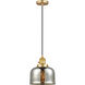 Franklin Restoration Bell 1 Light 8 inch Satin Gold Mini Pendant Ceiling Light in Incandescent, Silver Plated Mercury