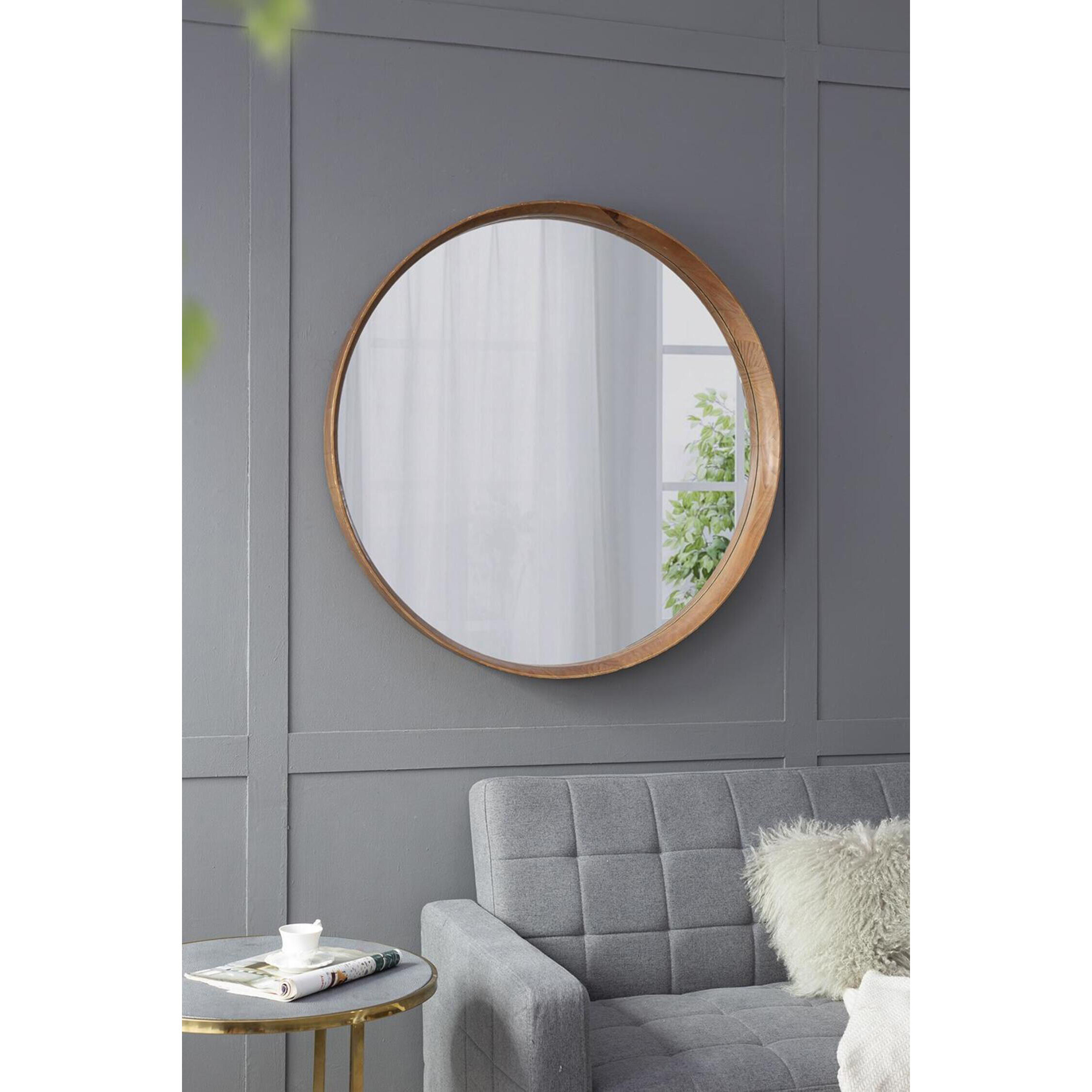 Wayne 39.4 X 39.4 inch Brown Wall Mirror
