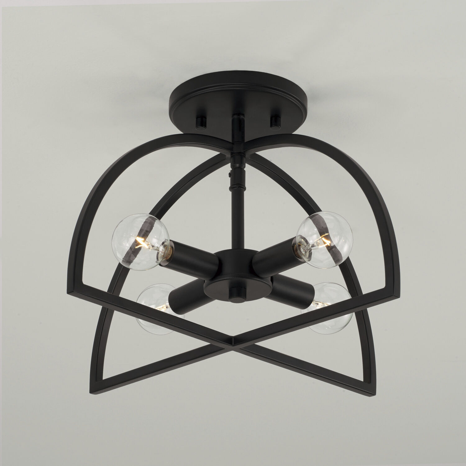 Lawson 4 Light 15 inch Matte Black Semi-Flush Mount Ceiling Light, Convertible Dual Mount