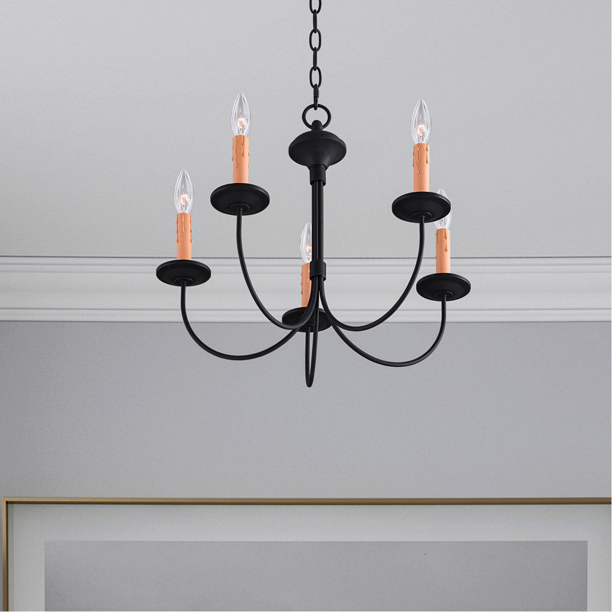 Heritage 5 Light 20 inch Black Chandelier Ceiling Light