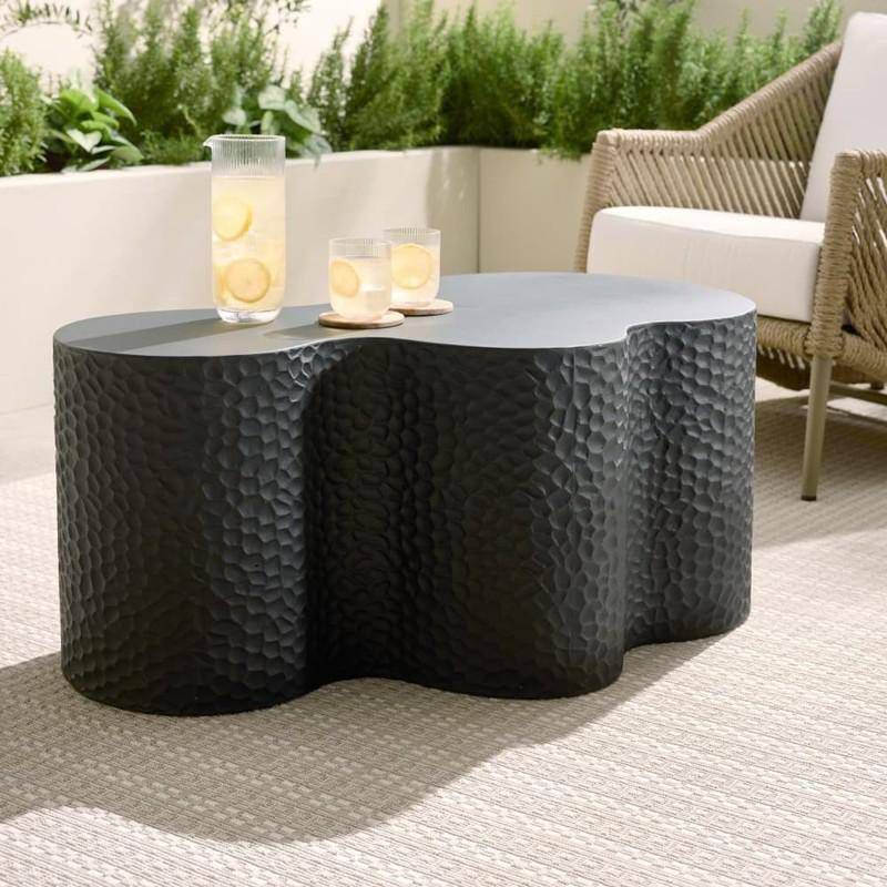 Indio 36 X 22 inch Matte Black Outdoor Coffee Table, Large