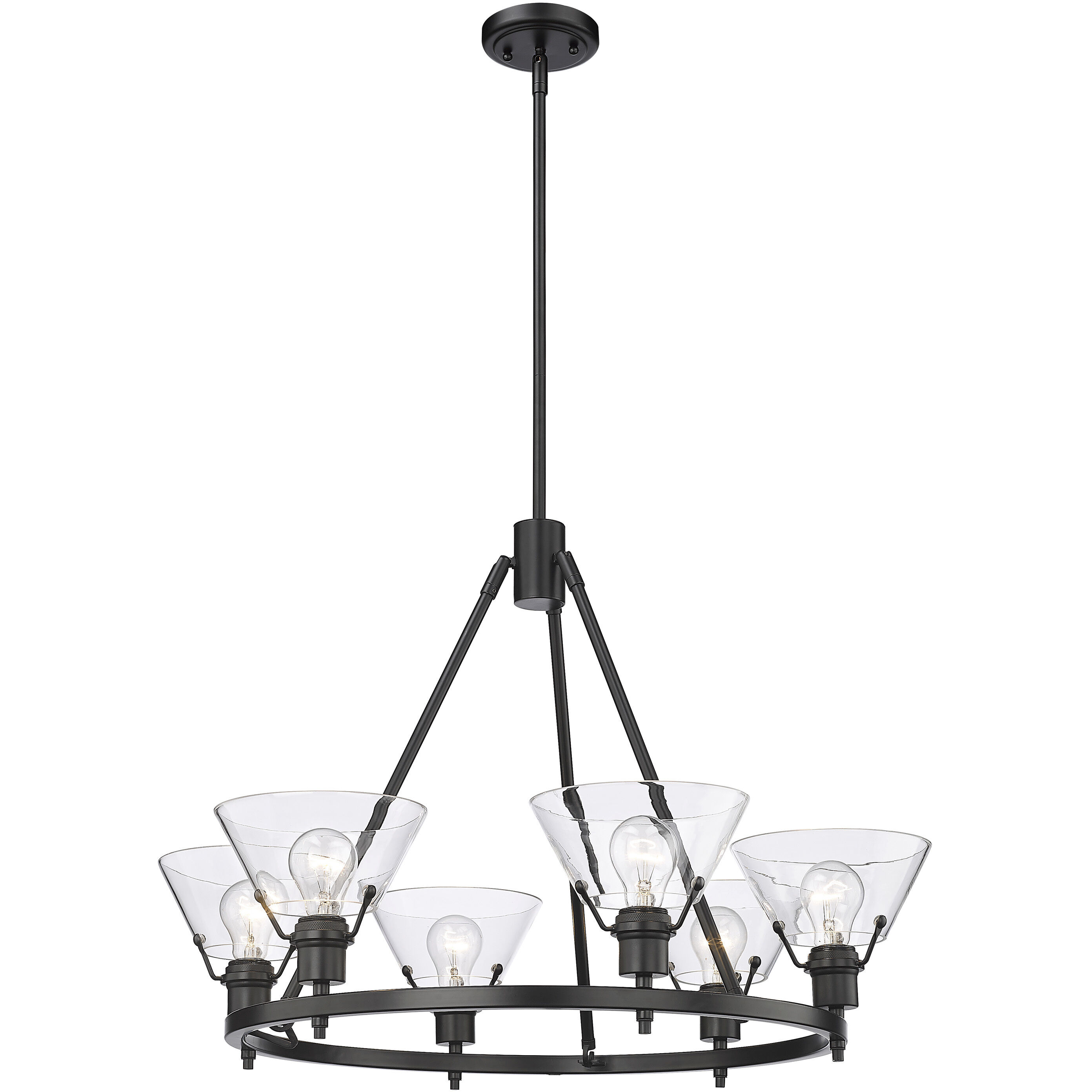 Yep Orwell 6 Light 29 inch Matte Black Chandelier Ceiling Light in Clear Glass