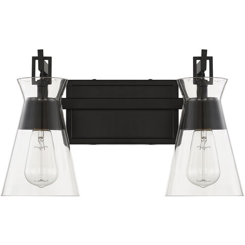 Lakewood 2 Light 16 inch Black Bathroom Vanity Light Wall Light, Essentials