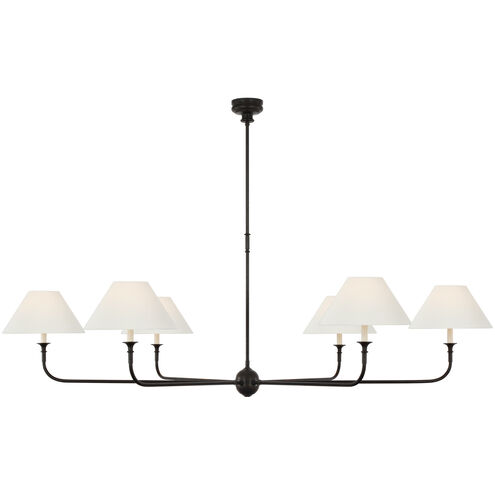 Thomas O'Brien Piaf LED 72 inch Aged Iron and Ebonized Oak Chandelier Ceiling Light, Oversized