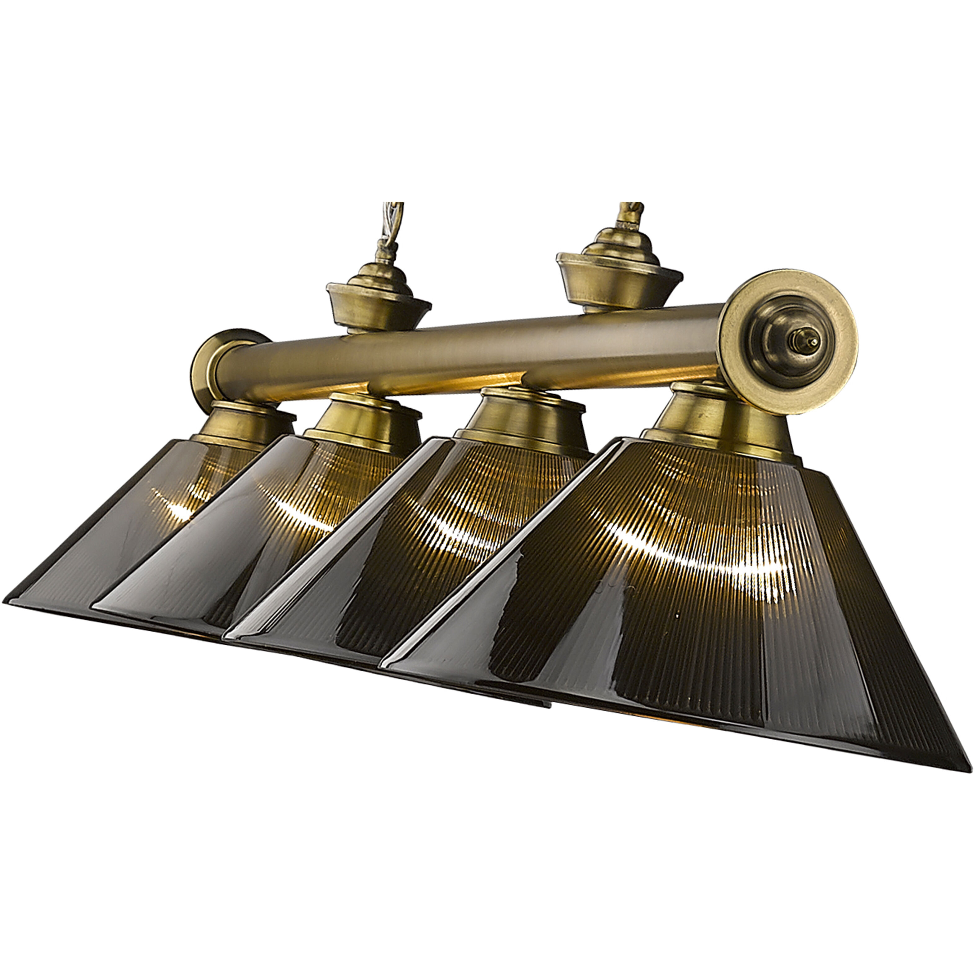 Cordon 4 Light 81.25 inch Rubbed Brass Billiard Ceiling Light in Smoke Acrylic