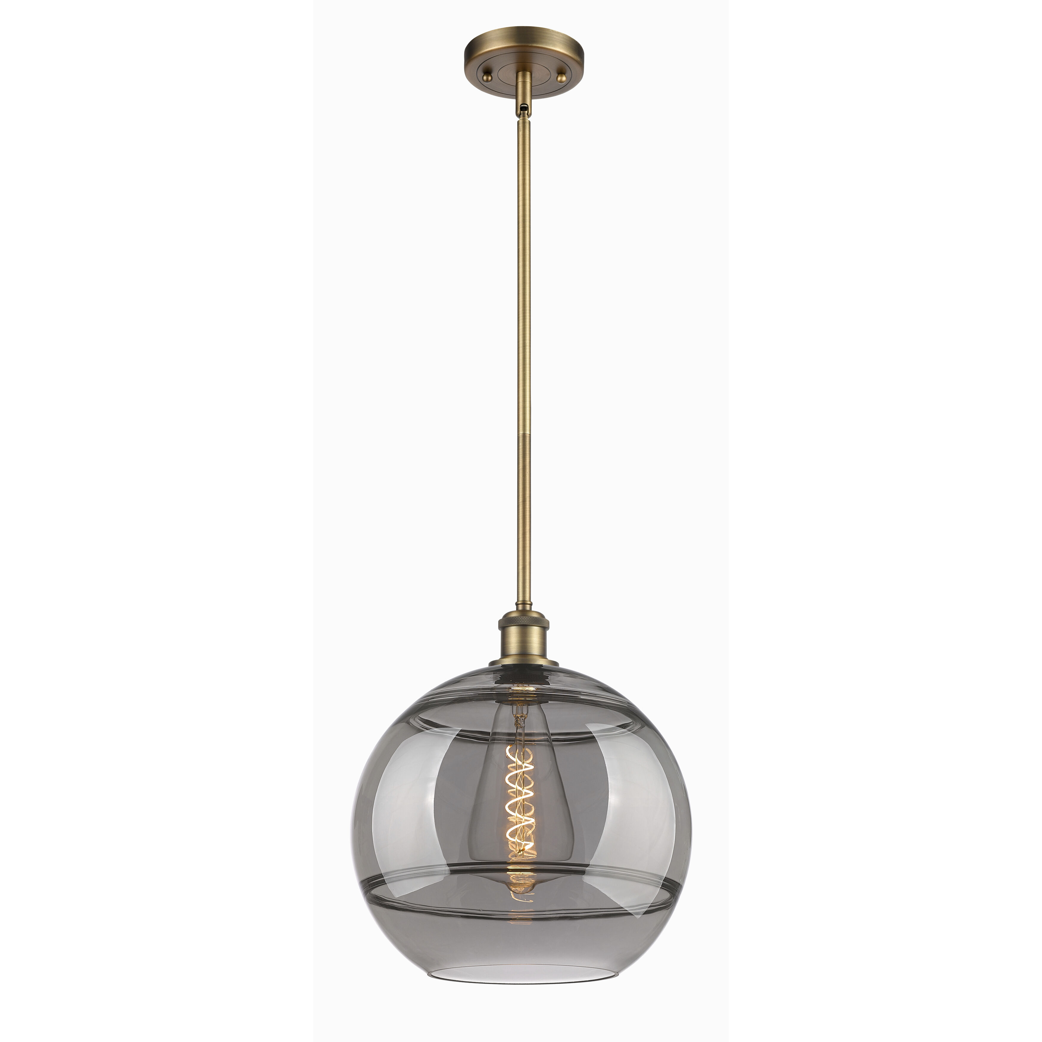 Ballston Rochester 1 Light 12 inch Brushed Brass Stem Hung Mini Pendant Ceiling Light