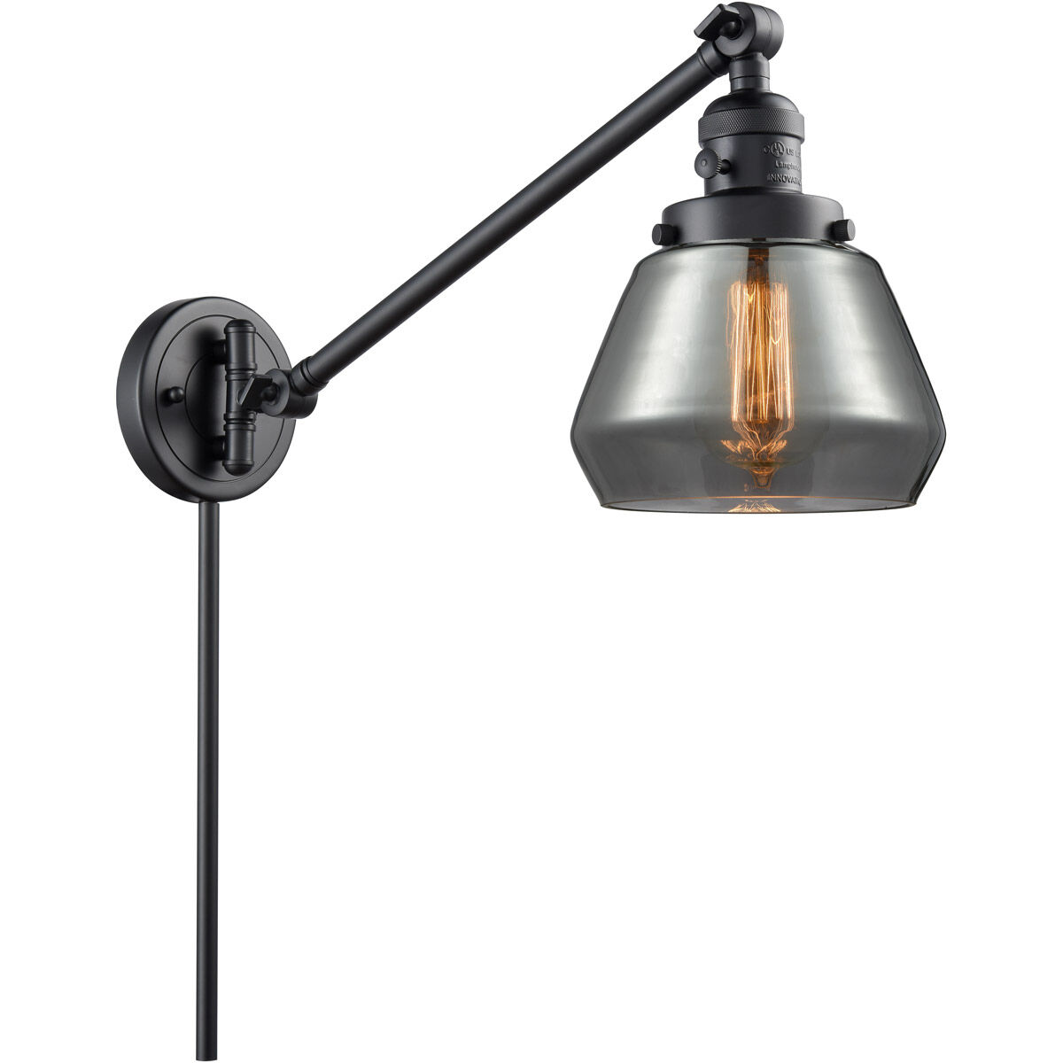 Fulton 35 inch 3.50 watt Matte Black Swing Arm Wall Light, Franklin Restoration