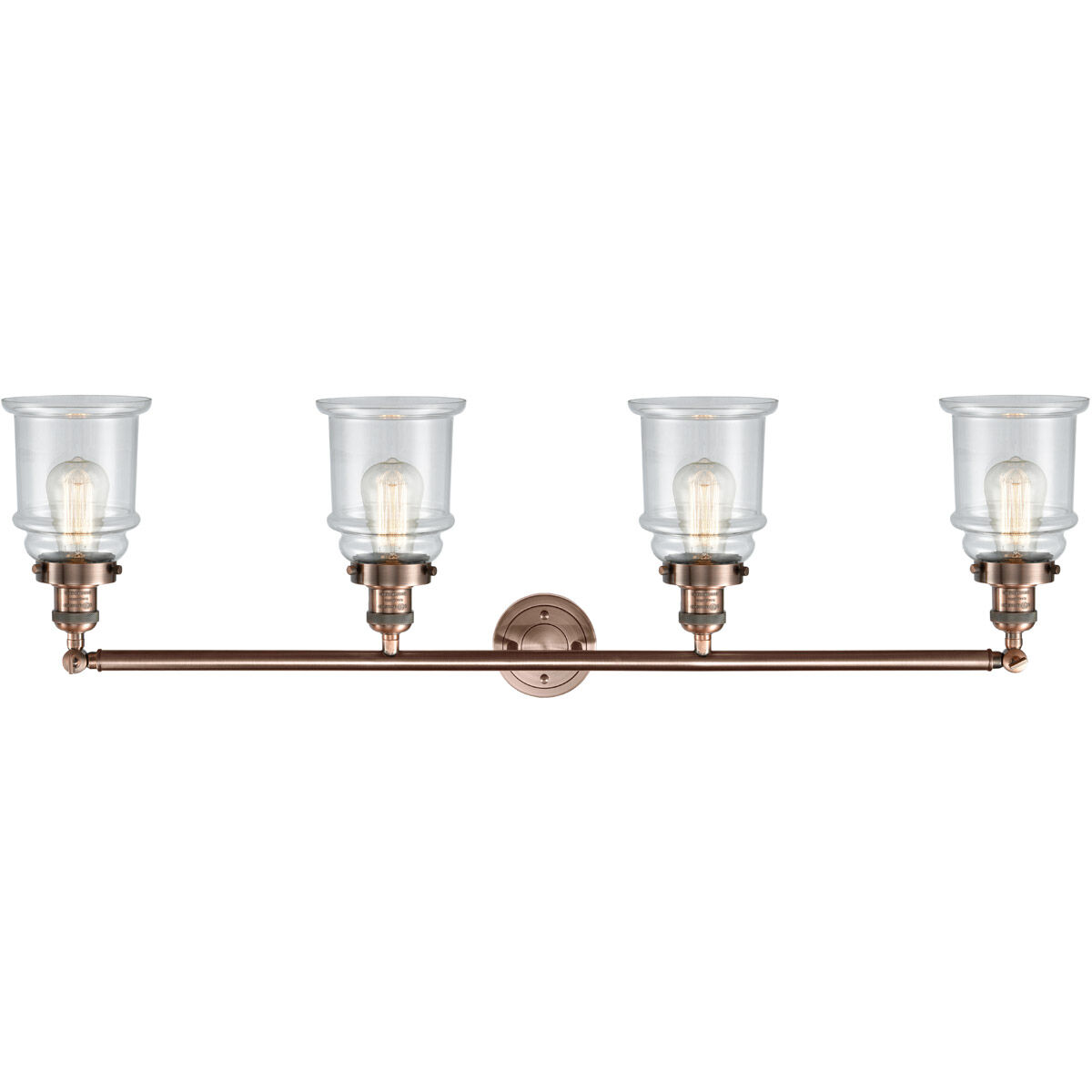Franklin Restoration Canton LED 42 inch Antique Copper Bath Vanity Light Wall Light in Clear Glass, Franklin Restoration