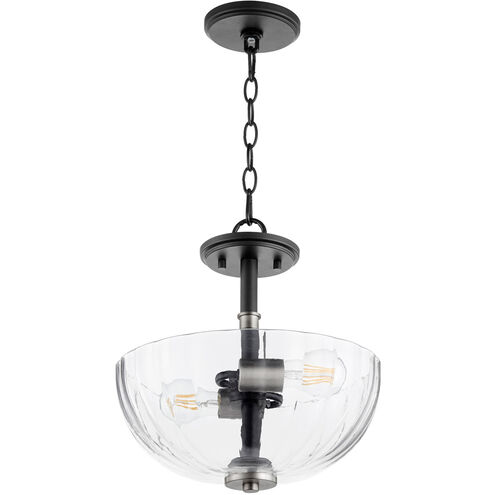 Monarch 2 Light 13 inch Noir and Satin Nickel Dual Mount Pendant Ceiling Light