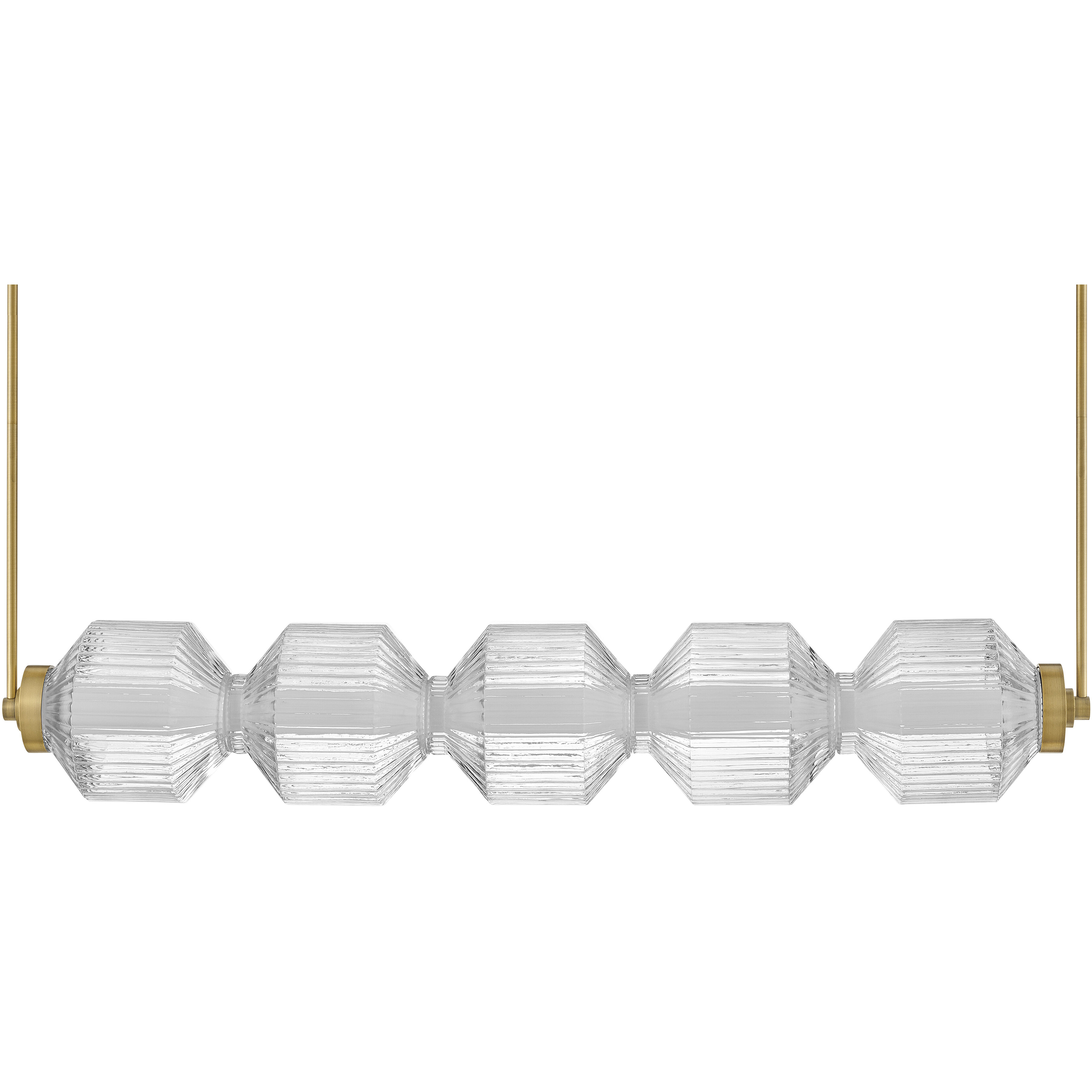 Reign LED 46.75 inch Lacquered Brass Chandelier Ceiling Light, Linear & Oval