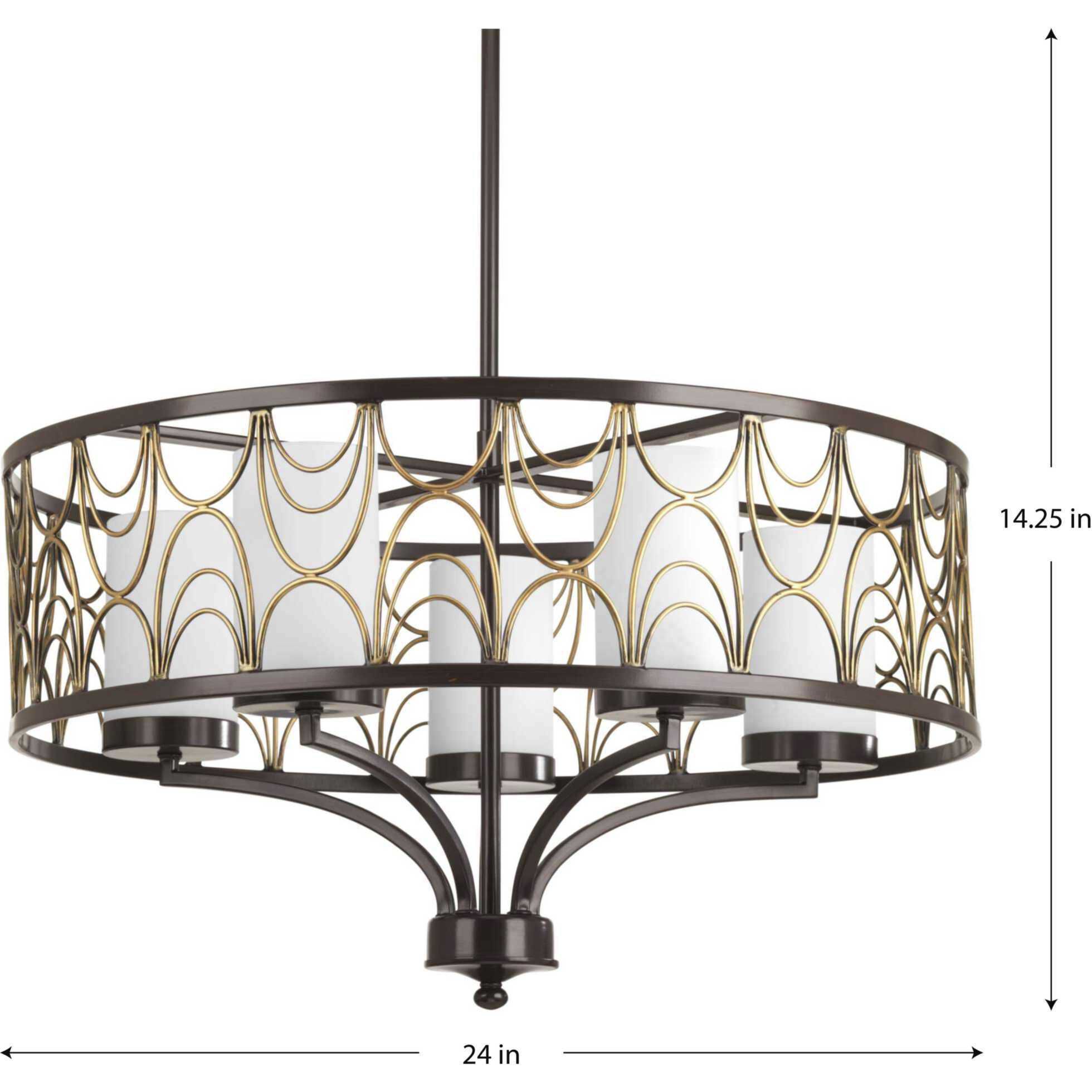 Cirrine 5 Light 24 inch Antique Bronze Chandelier Ceiling Light