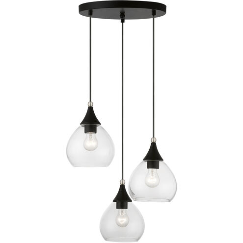 Catania 3 Light 18 inch Black with Brushed Nickel Accents Multi Pendant Ceiling Light