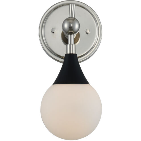 Bogart 1 Light 6 inch Matte Black with Polished Nickel Vanity Light Wall Light