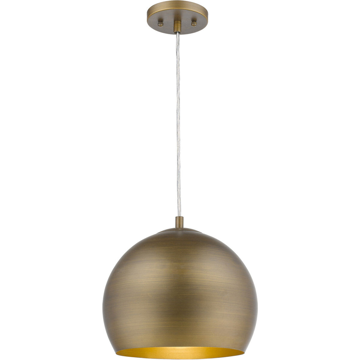 Latitude 1 Light 12 inch Hand Painted Antique Gold W/ Gold Interior Pendant/Semi-Flush Ceiling Light
