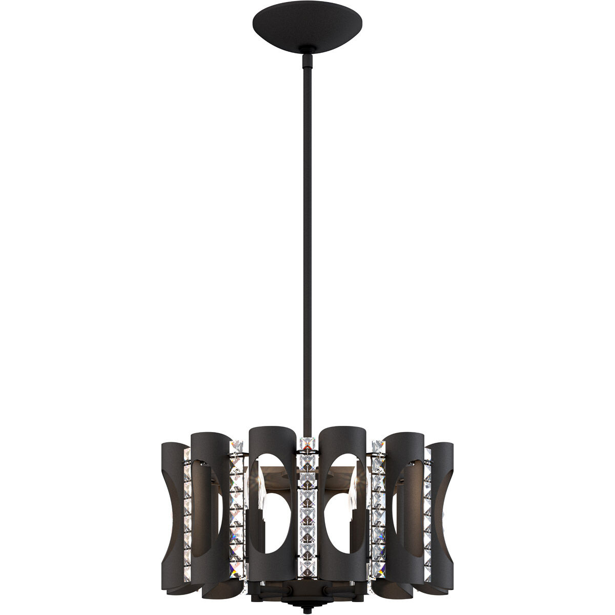 Twilight 4 Light Black Pendant Ceiling Light, Adjustable Height