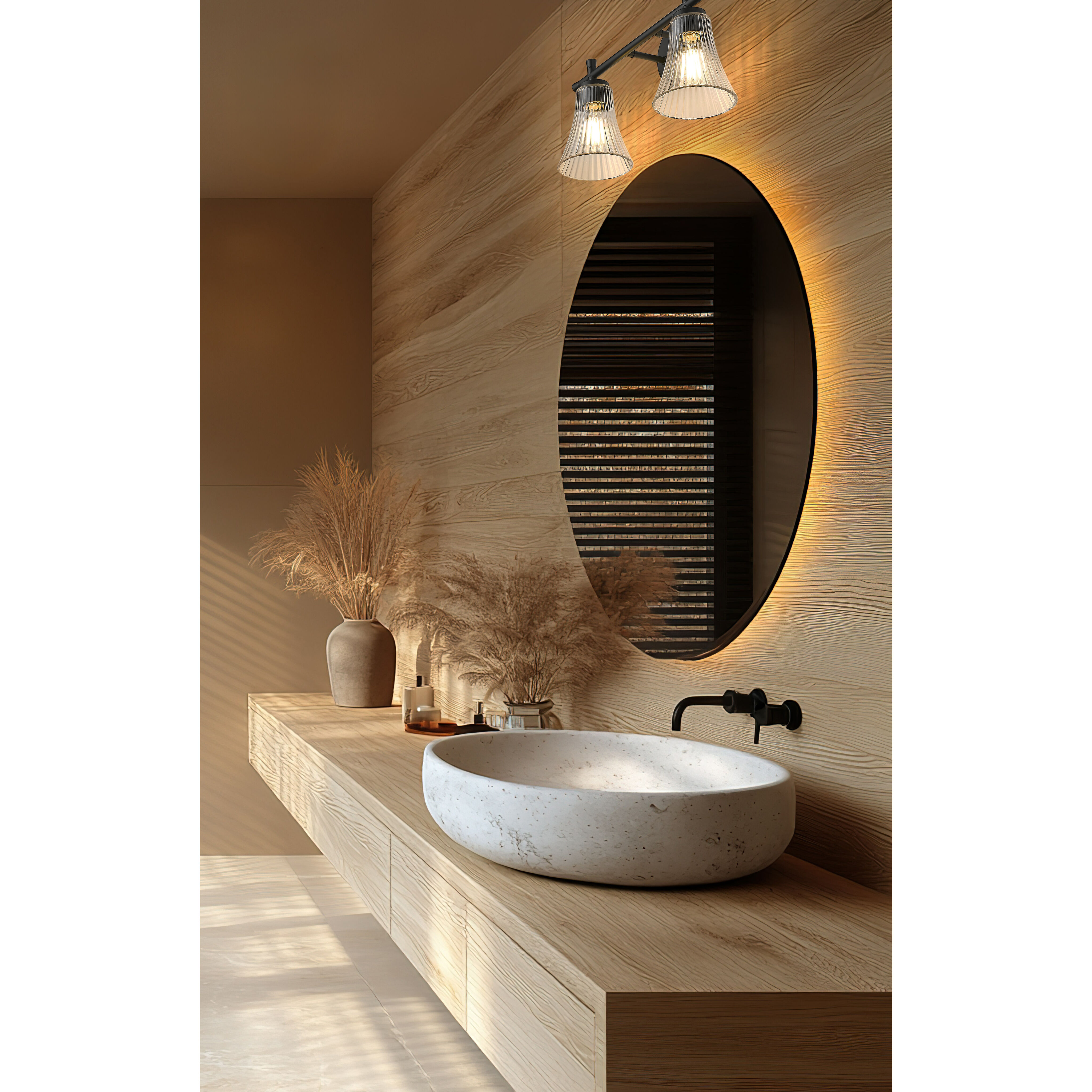 Belle 2 Light 16 inch Matte Black Bath Vanity Light Wall Light