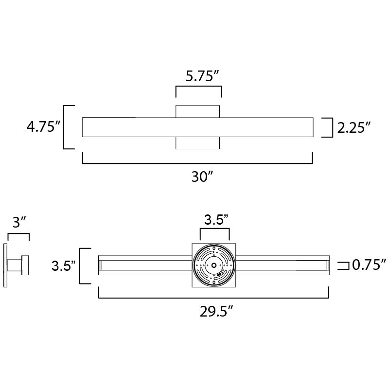 Alumilux Sideline LED 30 inch Satin Brass Bath Vanity Wall Light