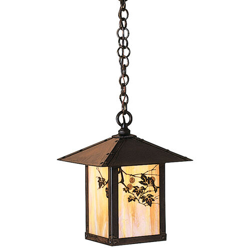 Evergreen 1 Light 9 inch Antique Brass Pendant Ceiling Light in Gold White Iridescent, Hummingbird Filigree