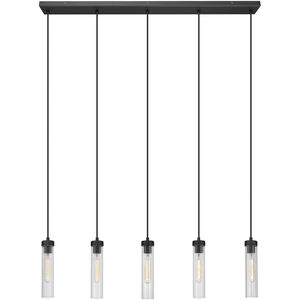 Beau 5 Light 42 inch Matte Black Linear Chandelier Ceiling Light