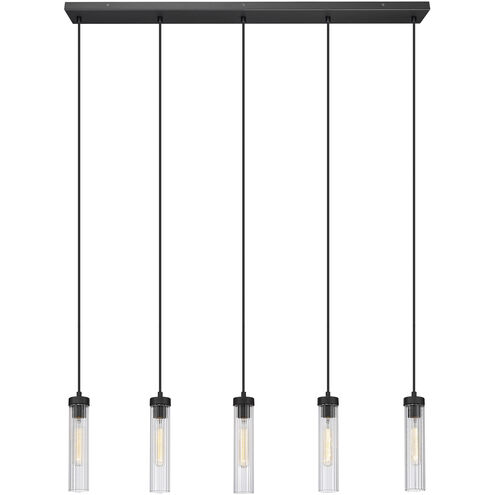 Beau 5 Light 42 inch Matte Black Linear Chandelier Ceiling Light