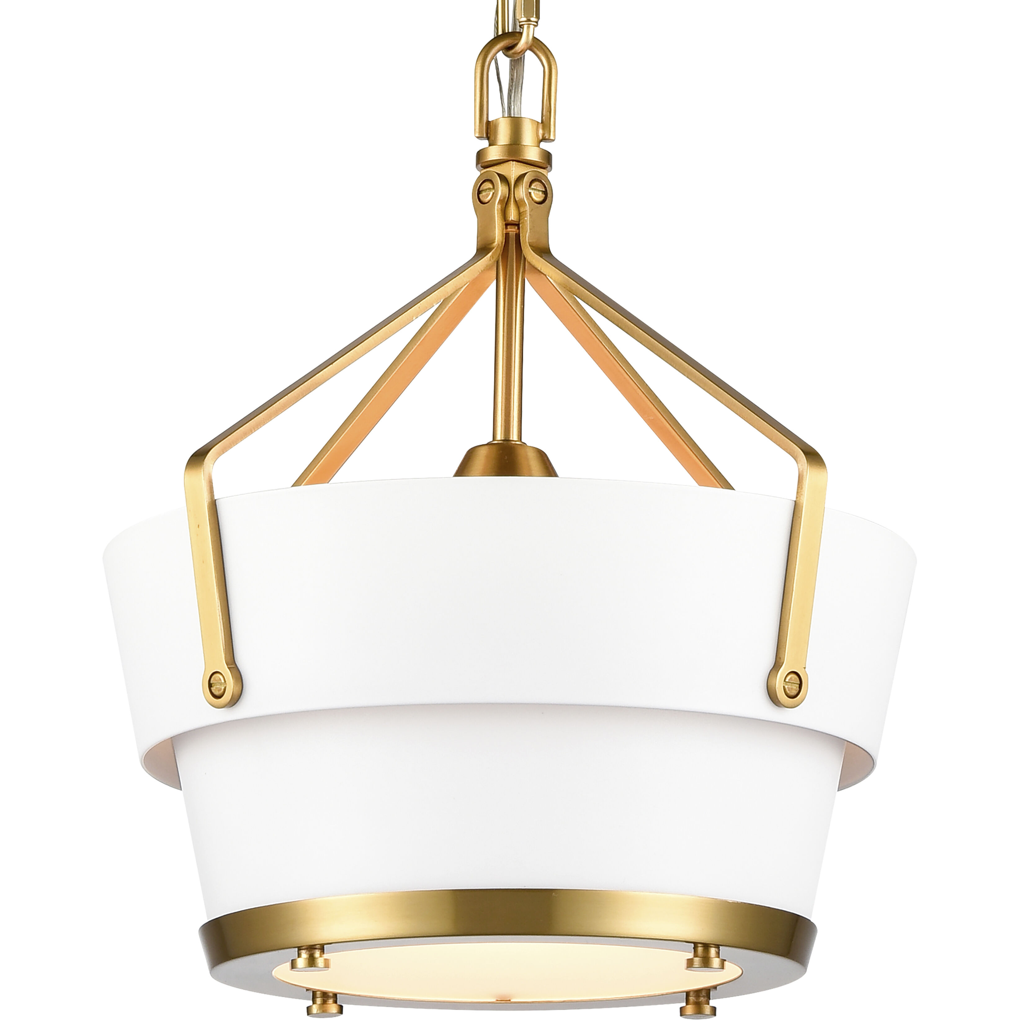 Marin 1 Light 10.5 inch Satin Brass with White Pendant Ceiling Light