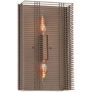 Downtown Mesh 2 Light 7.9 inch Gilded Brass Cover Sconce Wall Light in Frosted