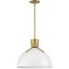 Argo LED 20 inch Polished White with Lacquered Brass Indoor Pendant Ceiling Light