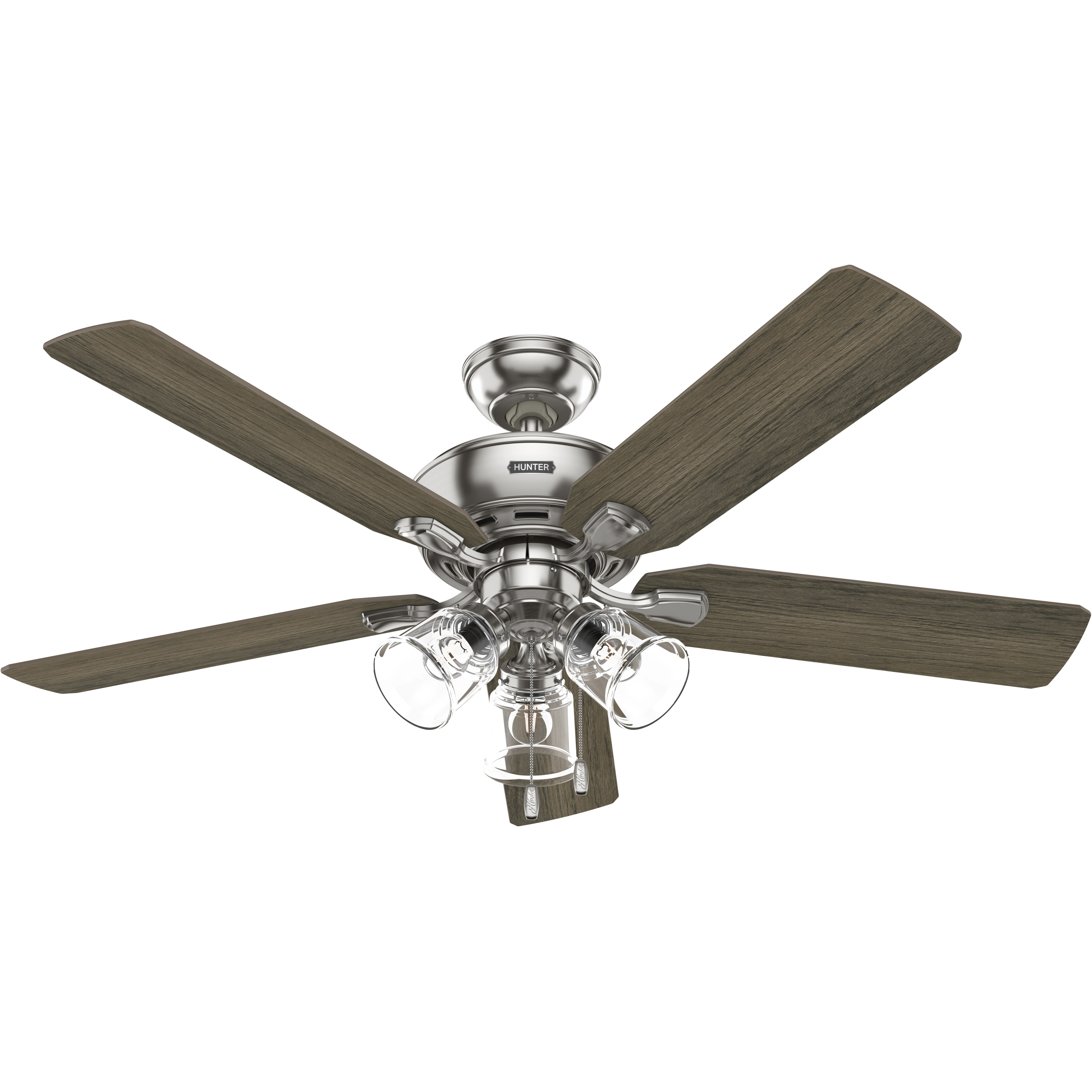 Rosner 52 inch Brushed Nickel with Light Gray Oak/Warm Grey Oak Blades Ceiling Fan