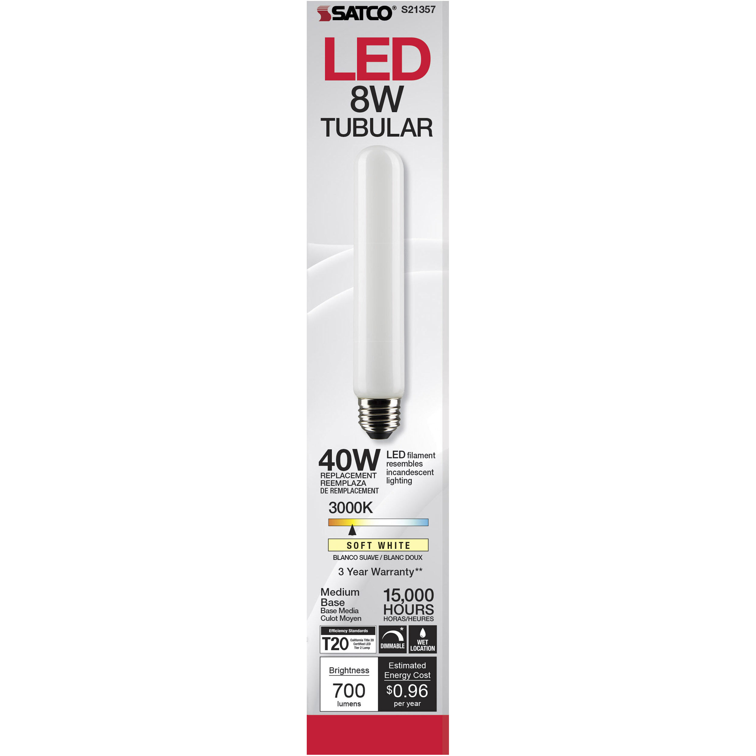 Lumos LED Medium Medium 8.00 watt 3000K LED Filament