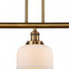 Franklin Restoration Large Bell 3 Light 41 inch Brushed Brass Island Light Ceiling Light in Matte White Glass, Franklin Restoration