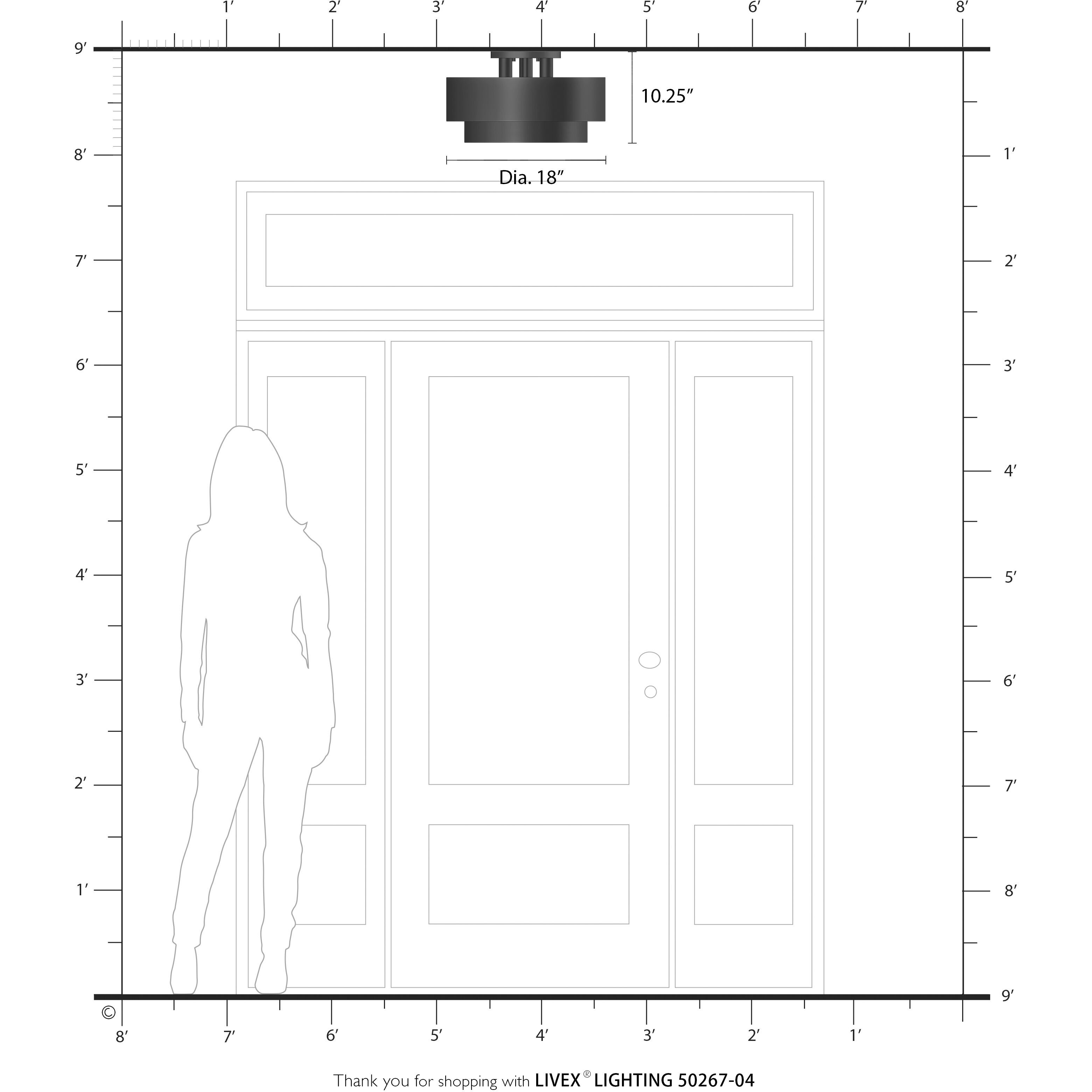Bainbridge 3 Light 18 inch Black Semi Flush Mount Ceiling Light, Large